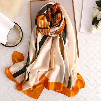 

New 2019 Silk Scarf Women Shawls Wraps Luxury Brand Travel Pashmina Hijab Scarfs Lady Beach Scarves Foulard Female Neck Headband