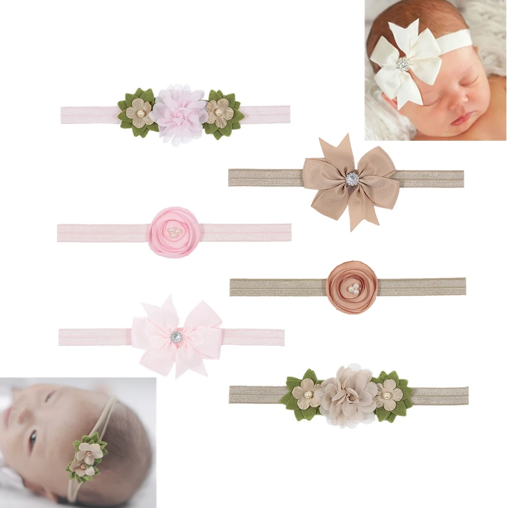 3pcs Chiffon Baby Girls Flower Headband Soft Elastic Hairband Hair Accessories