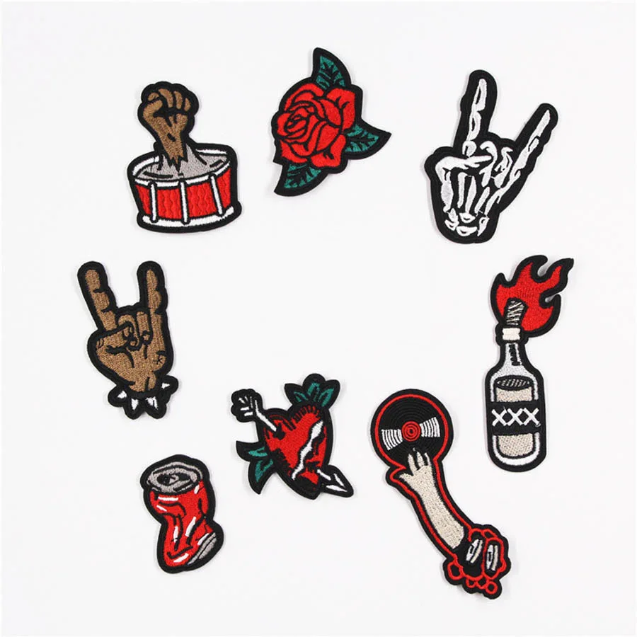 Rock Flower Fabric Embroidered Patch Cap Clothes Stickers Bag Sew Iron On Applique DIY Apparel Sewing Clothing Accessories BU171 | Дом и сад