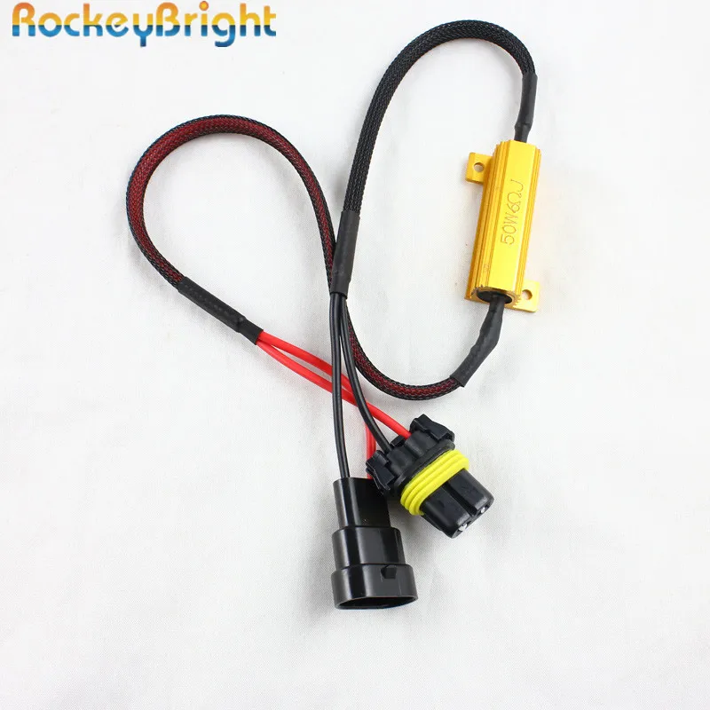 

9006/HB4 LED Light Fog Xenon HID DRL Lamp Bulb Decoder Resistor Canbus Wire Harness Adapter 50W 6OHM 12V