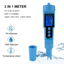 new 3 in 1 pH ORP TEMP Meter Water Detector Multi-parameter Digital Tri-Meter Water Quality Monitor Tester orp meter tester redox meter ph meter ph tester orp redox meter tester water quality pool aquarium 0 1999mv range
