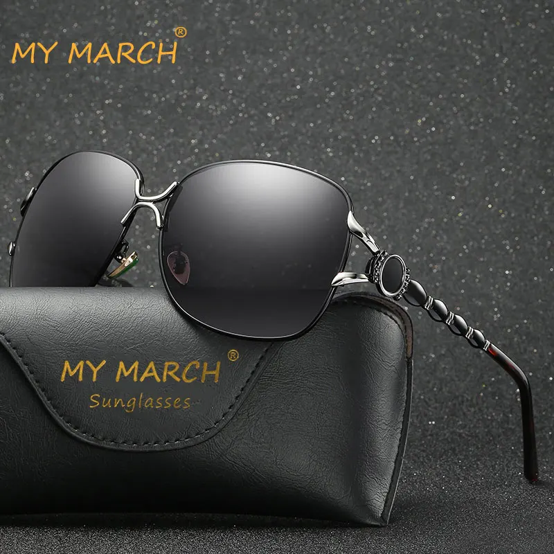MYMARCH BRAND DESIGN Fashion Polarized Sunglasses Women Luxury Designer Metal Frame Glasses Oversized High Quality Oculos UV400