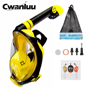 

Diving Mask Full Face Snorkel Mask Set with Anti Fog Advanced Breathing System Adult Kids Swimming Mask Detachable Camera Mount