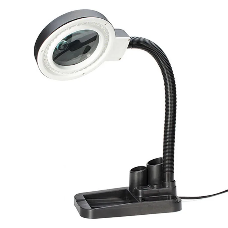 Ceny 220 V, rzemiosło szklany obiektyw LED biurko lampa lupa światła 5X 10X powiększające pulpit lupa naprawy narzędzia z 40 LEDs stojak (ue wtyczka)