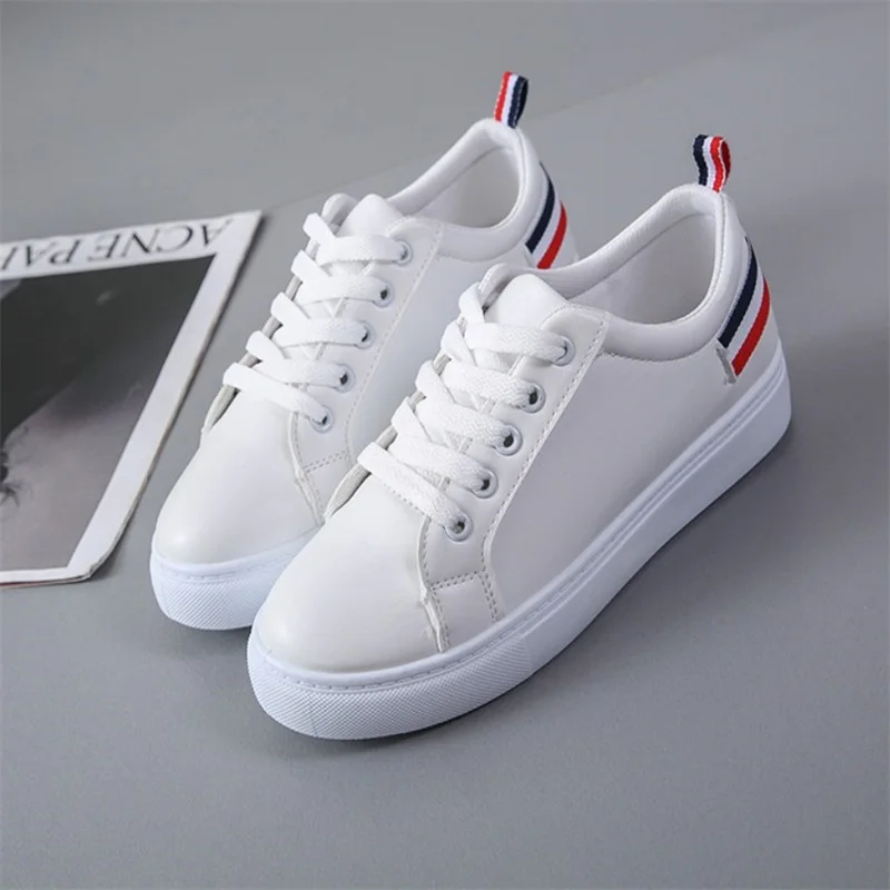 

2019 Summer New Rubber Sole Solid Color Women's White Shoes Flat Casual Ladies Shoes