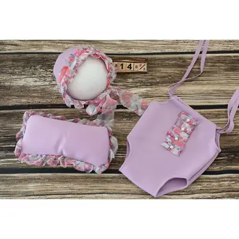 

Newborn Posing Pillow Baby hooded romper pant Photography props Baby pant and Sleep hat Infant bonnet Outfit set Photo props