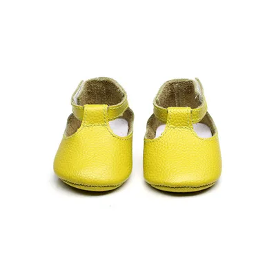 Ручной работы из натуральной кожи детские мокасины младенческие Мэри Джейн мягкая подошва обувь для маленьких девочек Новорожденные первые ходунки обувь для малышей - Цвет: yellow