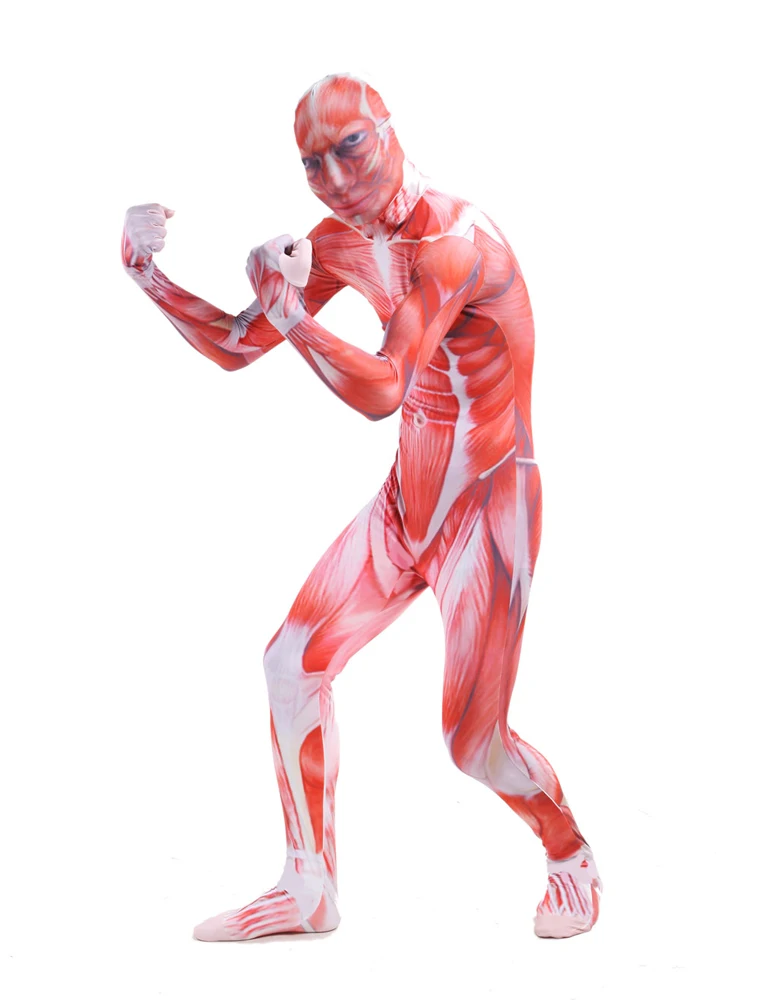 Popular Adult Cool Muscle Man Lycra Zentai Suit Attack on Titan Zentai Superhero Costume For Halloween Event