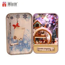 T005 Кукольный дом Diy миниатюрный деревянный кукольный домик miniaturas мебель игрушечный дом кукла для дня рождения Подарочная коробка шоу праздник