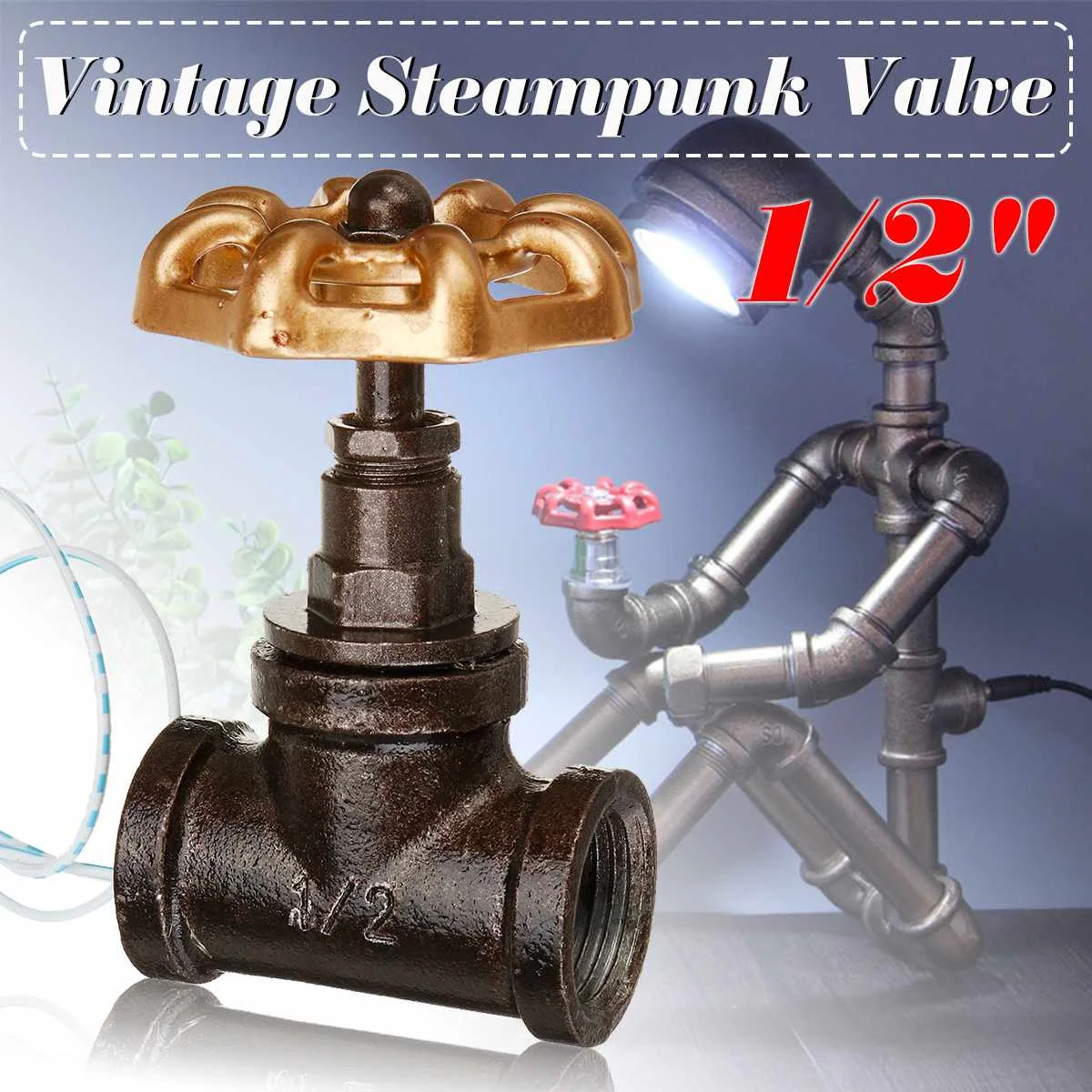 

Industrial Lamp Stop Valve Light Switch For Steampunk Lamp Loft Style Iron Valve Vintage Table Lamp Water Pipe Fixtures Lighting