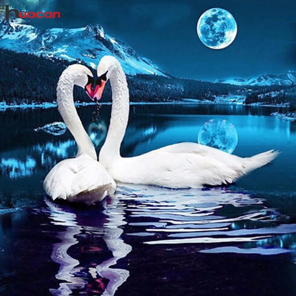 

HUACAN Diamond Mosaic Animals 5D DIY Embroidery Diamond Painting Swan Cross Stitch love Full Square Drill Decoration Home