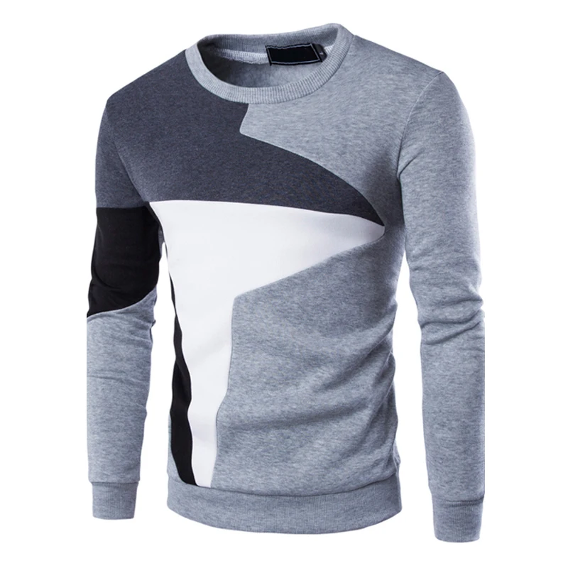 

SFIT 2019 NEW Spring Autumn Slim Sweatshirts Men New Fashion Long Sleeve Round Neck Pullover Casual Patchwork Hip Sweatshirts