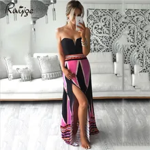 Ruiyige Summer Floral Print Women Rockabilly Dress Sexy Off Shoulder Beach Dress Bohemia Side Split Causal Boho Dresses Vestidos