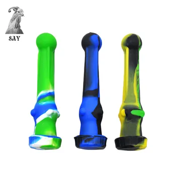 

SY 1PC Portable Smoking Pipe With Cap Silicone Colorful Herb Cigarette Filter Holder Hookah Tobacco Pipes Random Color