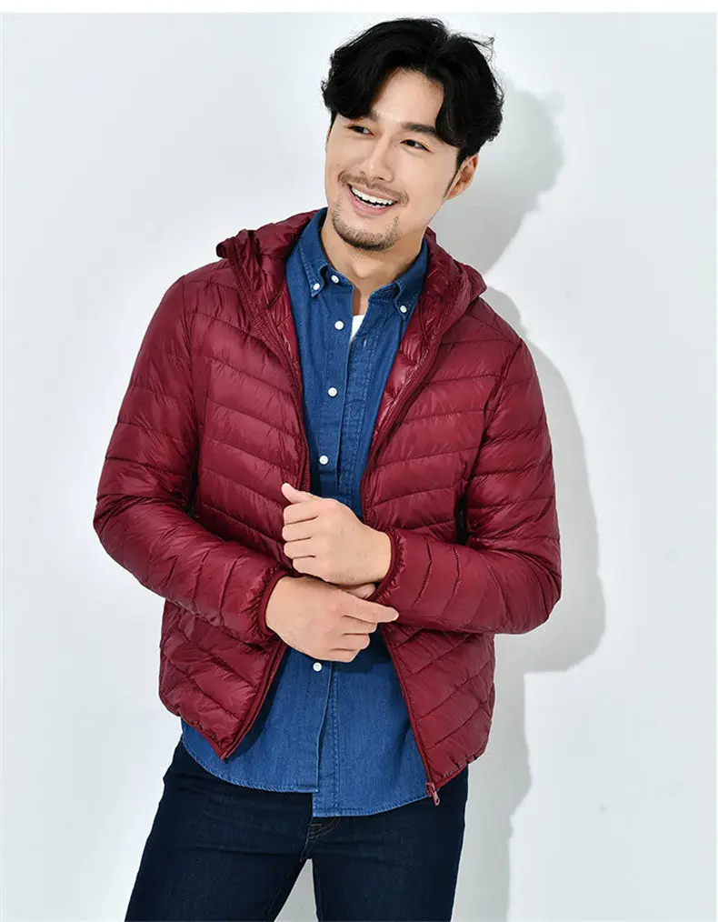 90% White Duck Down Jacket Men Winter Ultralight Light Hooded Male Parka Coat Man Brand Clothing Muls High Quality Outwear MD707-10