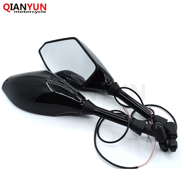 Universal Motorcycle mirrors Carbon Fiber LED Turn Signals Rearview