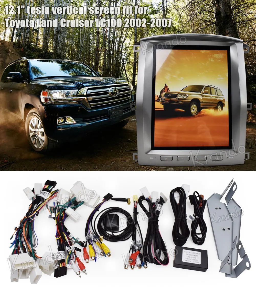 Best Krando Android 8.1 12.1" Vertical screen car audio radio player for Toyota Land Cruiser lc100 2002-2007 GPS navigation 11