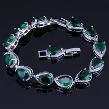 Terrific Pear Green Cubic Zirconia 925 Sterling Silver Link Chain Bracelet 18cm 20cm For Women V0038 Terrific Pear Green Cubic Zirconia 925 Sterling Silver Link Chain Bracelet 18cm 20cm For Women V0038