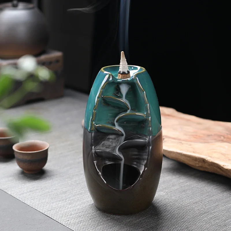

3 Color Backflow Incense Burner Ceramic Aromatherapy Furnace Lotus Smell Aromatic Incense Crafts Incense Holder For Home Decor