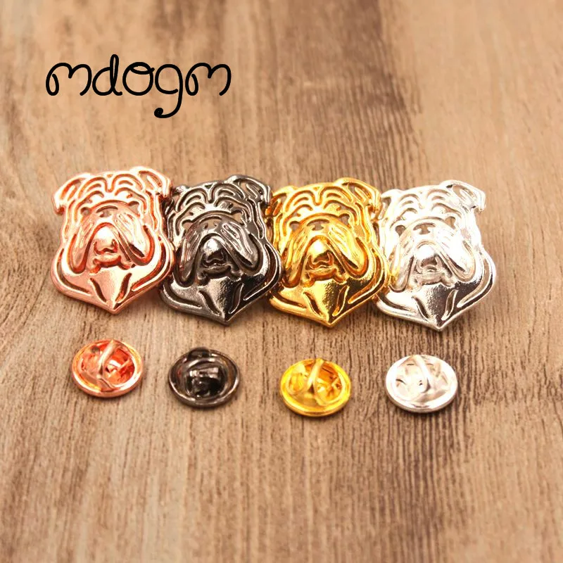 

Mdogm 2019 English Bulldog Brooches And Pins Wholesale Suit Cute Funny Metal Small Father Collar Badges Gift For Male Men B018