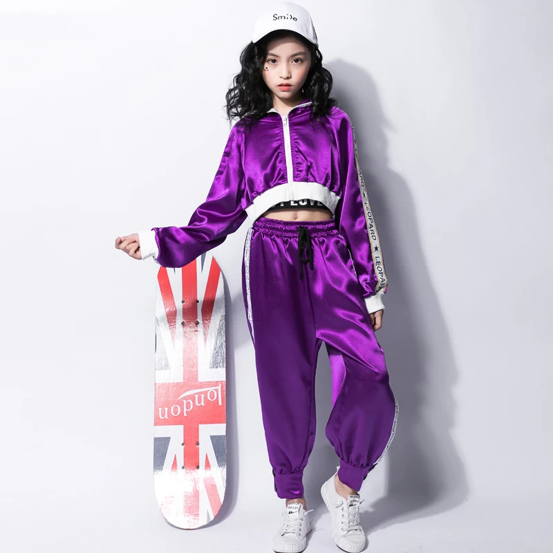 

2019 Hip Hop Costume Hiphop Kids Street Dance Clothes Long Sleeve Jacket Vest Pants Stage Outfits Jazz Wear Girl Set Suit F356