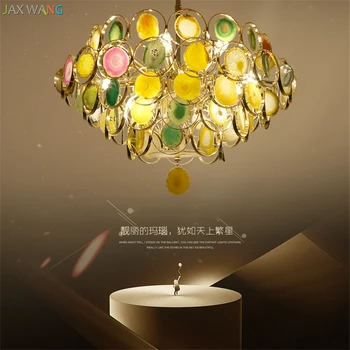 

Nordic Eastern Mediterranean Agate Crystal Pendant Lights Dining Living Room Modern Lamps Hanging Lusters Luxury LED Fixtures
