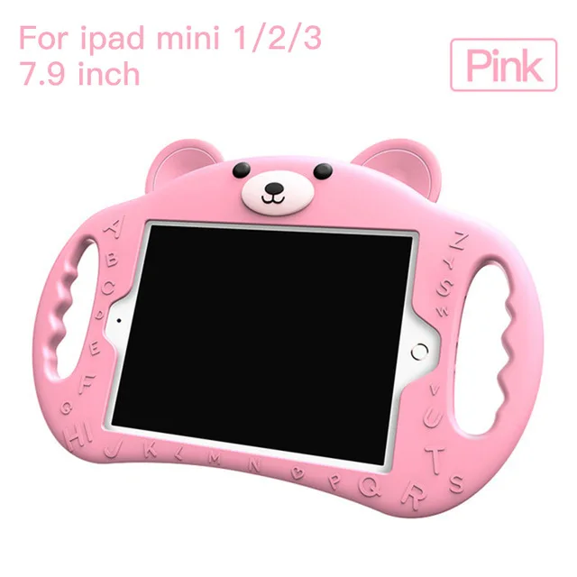 PZOZ для ipad 2, 3, 4 Air 1/Air 2/Pro 9,7 мини, на возраст 1, 2, 3, 4, Силиконовый противоударный чехол из мягкого нетоксичного детей для ipad держатель чехол - Цвет: For mini 1 2 3 Pink