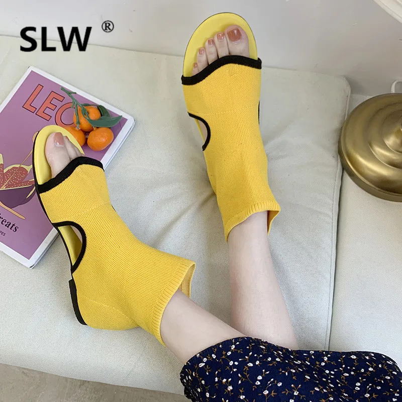 

Low Heels booties Bootee Woman 2019 Shoes Boots Ladies Summer Booties Luxury Designer Round Toe Zipper Elegant Women Flat High