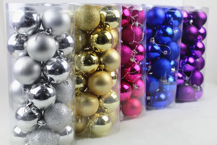 24 piezas/barril bolas de Navidad ornamentos del árbol de Navidad decoraciones mall Hotel techo colgante bola de plástico cromado 24 piezas/barril bolas de Navidad ornamentos del árbol de Navidad decoraciones mall Hotel techo colgante bola de plástico cromado