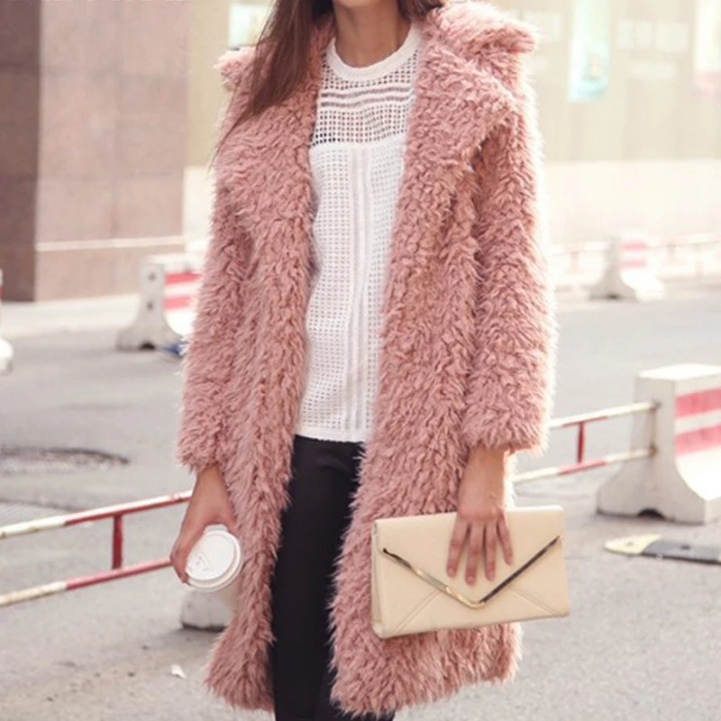 Buy 2018 New Artificial Lambs Wool Women Trench Coat