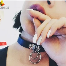 OPPOHERE 1 унисекс для женщин мужчин классический панк Рок Темно Harajuku двойной Круглый Кожаный Воротник Колье Ожерелье состояние мужчин t