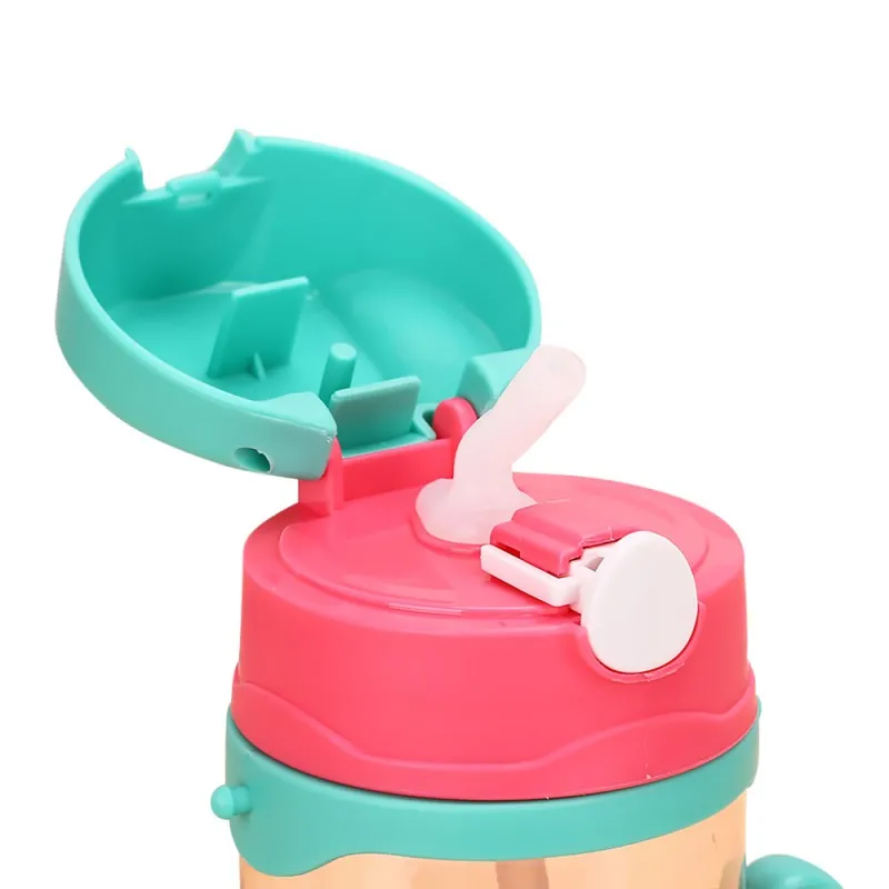 Beli 400 Ml Silikon Botol Bayi Anak anak Belajar Minuman Cangkir Memantul Cangkir Tali Handle Kartun Bayi Air Minum Pegangan Botol Bayi