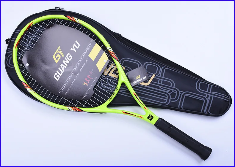 Углеродное волокно Теннисная ракетка качество Начинающий обучение теннис выстрел стабильный демпфирования один ракетка с струнами Q1316CME