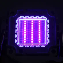 Высокомощный светодиодный чип 100 Вт фиолетовый ультрафиолетовый(UV 405nm/3000mA/DC 30 V-34 V/100 W) SMD COB светильник 100 W Ультрафиолетовый ламповый светильник