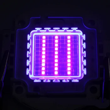 Картинка Высокая Мощность привело чип 100 Вт фиолетовый ультрафиолетового (УФ 405nm/3000mA/DC 30 В-34 В /100 Вт) SMD COB Light 100 Вт ультрафиолетовый лампы