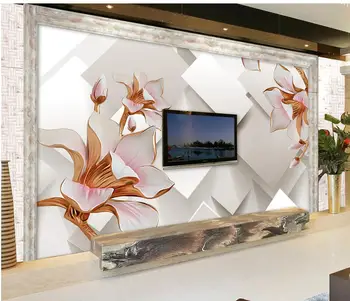 

3d wallpaper for room Relief Magnolia Box modern living room wallpapers mural 3d wallpaper