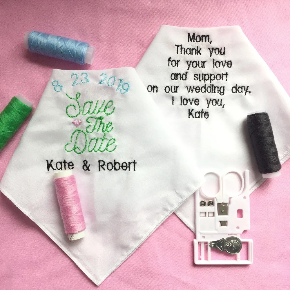 

1 Set Custom Wedding Gift to Bride Mother, Embroidered Wedding Handkerchief for Mother of the Bride, Personalized Wedding Gift