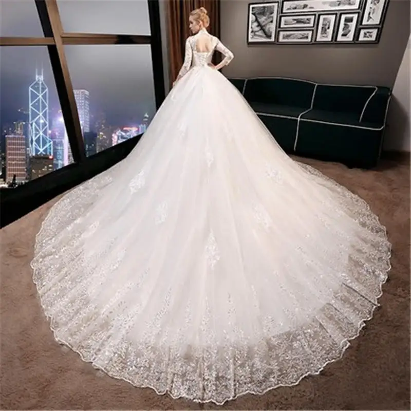Это YiiYa, Модные свадебные платья с длинным рукавом, винтажное длинное платье со шлейфом и вышивкой, Vestidos De Novia Casamento DV004