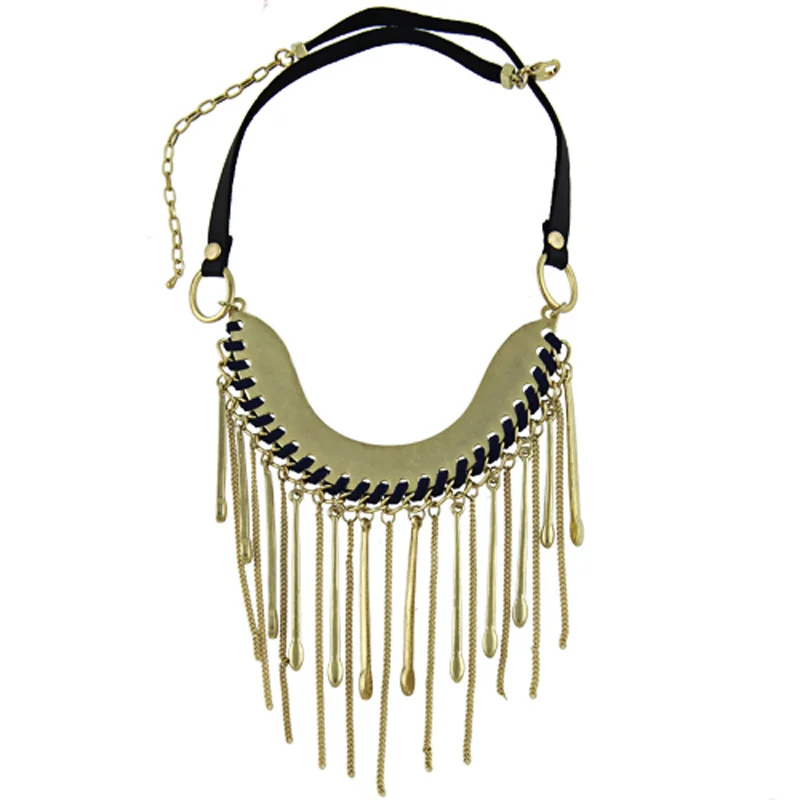 Costume Jewelry Women Fashion Brand Ethnic Long Tassels Charms Leather