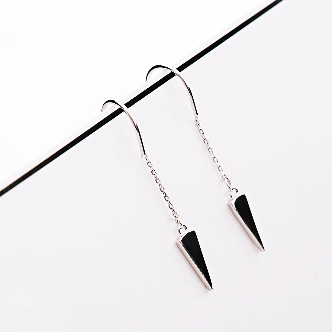 triangle ear line 100% 925 Sterling silver Jewelry fashion Hypoallergenic dangle earrings for women gift