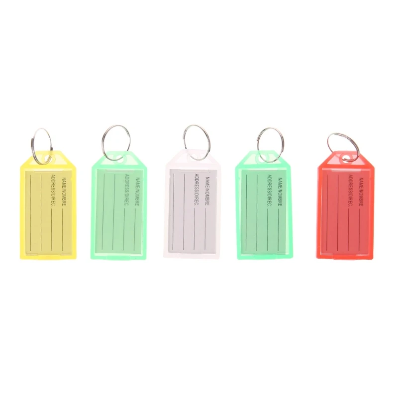 

5 PCS Key Tags With Ring Keychain Key ID Label Luggage Name Keyring Tag Plastic 5.5x2.8cm