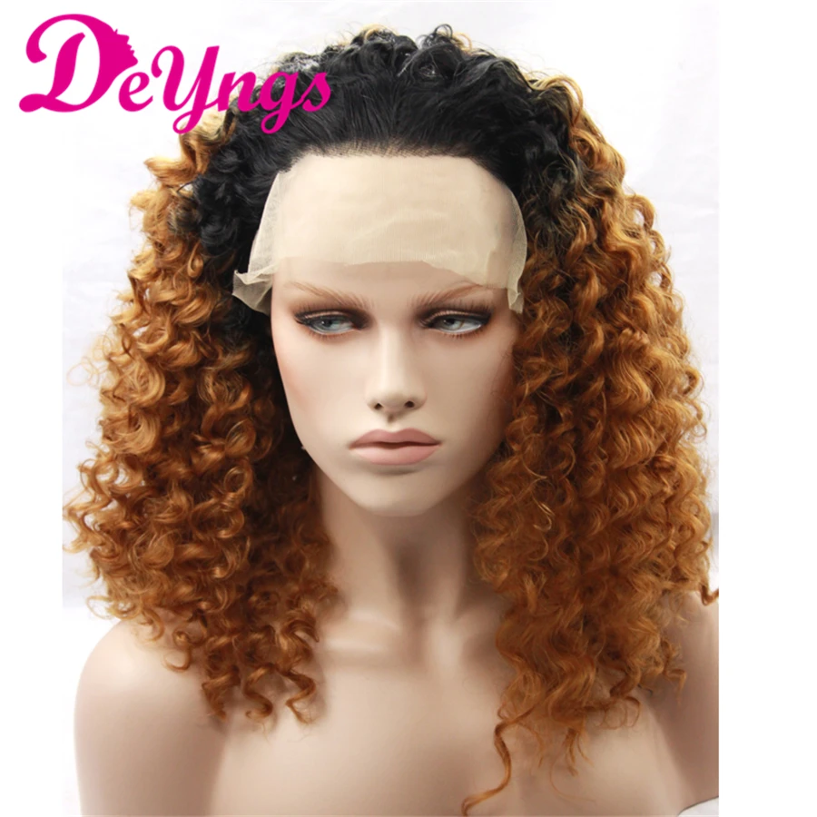 

Top Grade Ombre Curly Synthetic Lace Front Wig 14-30 Perruque Synthetic Women Kylie Jenner Pelucas Sinteticas Heat Resistant