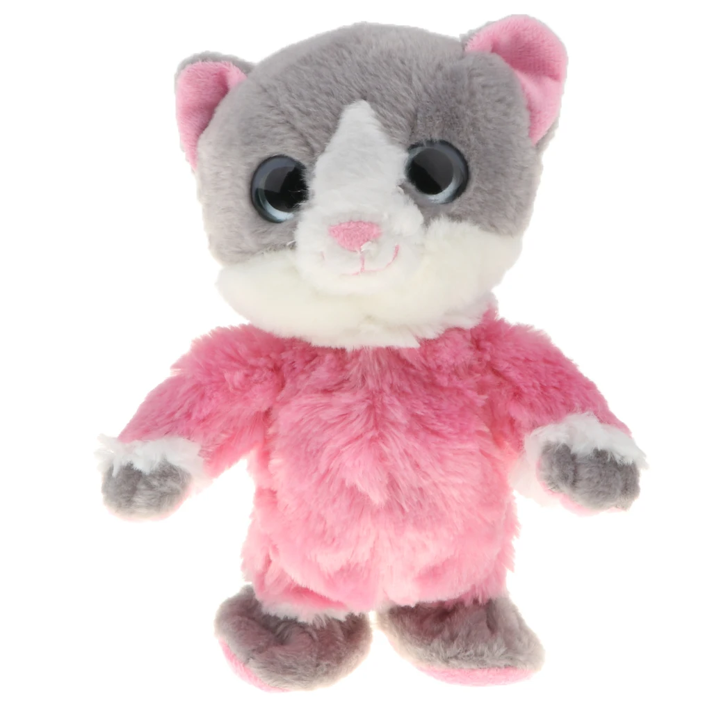 

Pink Color Talking & Walking Cat Plush Toy Repeat What You Say Funny Stuffed Toy for Kids Toddler Pretend Play Gift