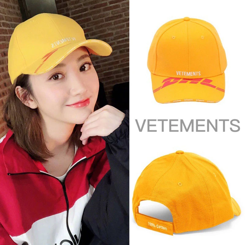 

DHL Vetements Hat Men Women Summer Yellow DHL Vetements Baseball Cap Casual Hip Hop Adjustable DHL Vetements Hat