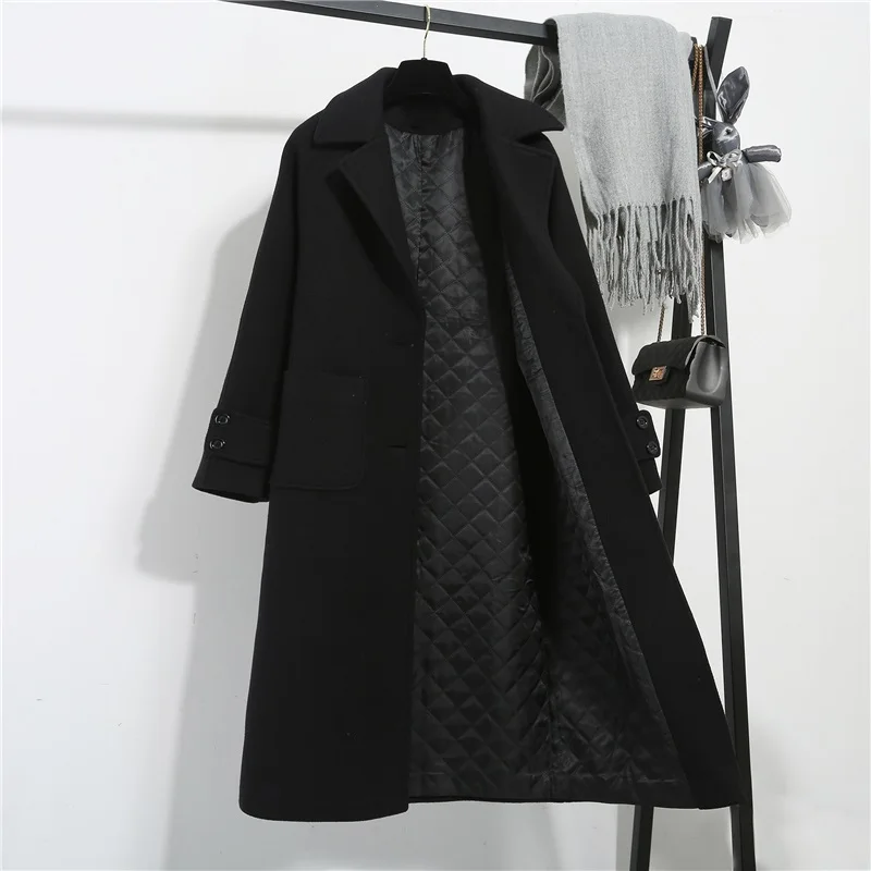

Winter Wool Coat Women's 2021 Korean New Single-breasted Woolen Jackets Female Thicken Warm Woolen Coats Womens Long Loose Coats