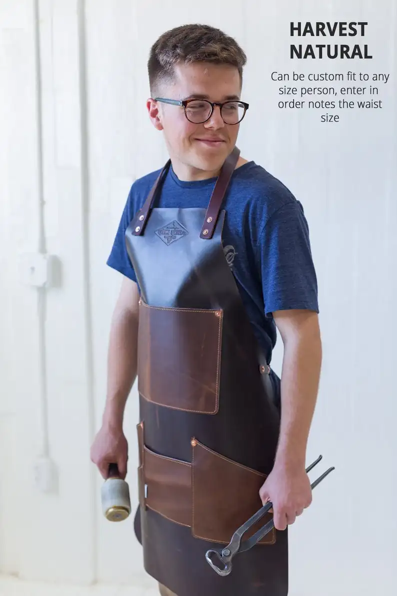 

Genuine Leather Apron Butcher Apron Personalized Handmade in Arizona Full Grain Leather Father's Day Gift - Lifetime Leather