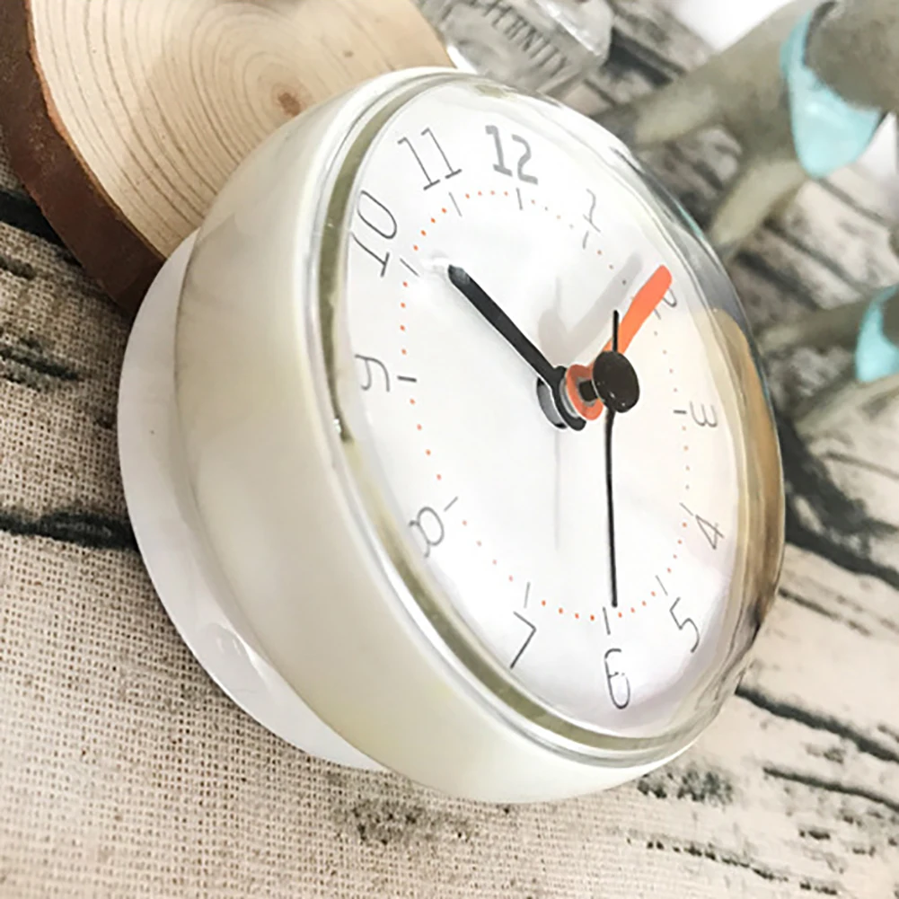 Waterproof Wall Clock Shower Suction Wall Stand Timer Bath Weather Station Home Decoration Bathroom Toilet Round Quartz Sucker 2