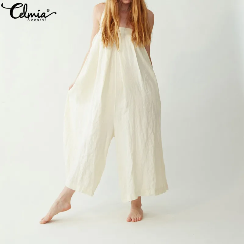 2018 ZANZEA Women Casual Sleeveless Strappy Baggy Pockets