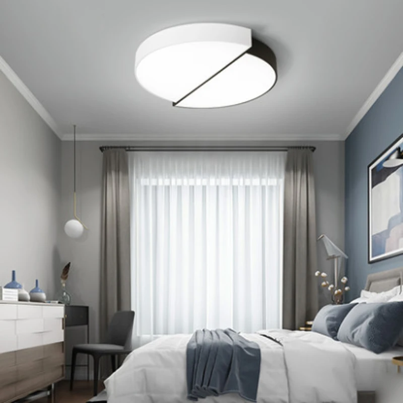 

Nordic Creative Ceiling Lamp.Black White Semicircular Iron LED Light.Ceiling Lights.LED Ultra-thin Living Room Bedroom Lighting