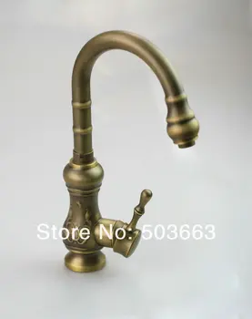 

OUBONI Kitchen Faucet Antique Brass Bathroom Basin Faucet 96008 Swivel Spout Vanity Sink Mixer Tap Single Handle tormeira cocina